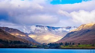 A valley seen across the water